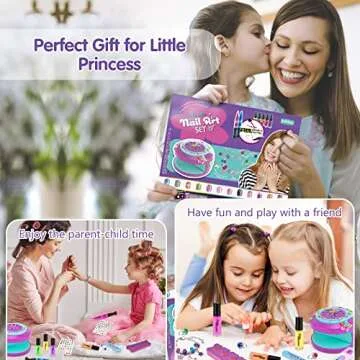 BATTOP Kids Nail Polish Set for Girls - Nail Art Kit for Girls Ages 7-12 with Kids Nail Dryer & Fake Nail & Nail Sticker & Water Based Nail Polish Nail Art Pen - Toys Gifts for Girls Ages 6-12