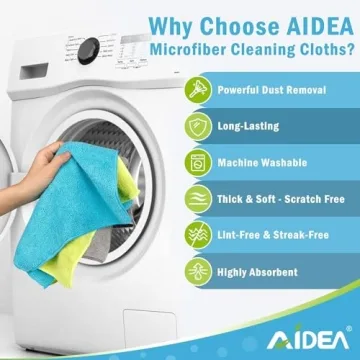 AIDEA Microfiber Cleaning Cloths-8PK, Soft Absorbent Microfiber Cloth, Lint-Free Streak-Free Cleaning Towels for Cars, House, Kitchen, Window(12in.x16in.)—8PK