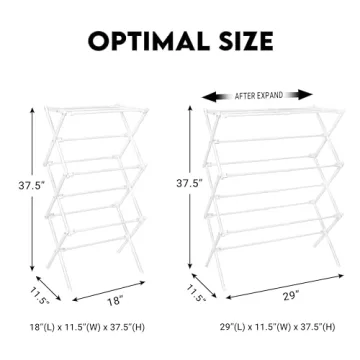 ZOES HOMEWARE 2024 Enhanced Clothes Drying Rack | Foldable Drying Rack Clothing for Laundry | Small Collapsible Portable Dryers for Laundry | Use for Indoor & Outdoor | White 37.5"x29"x12"
