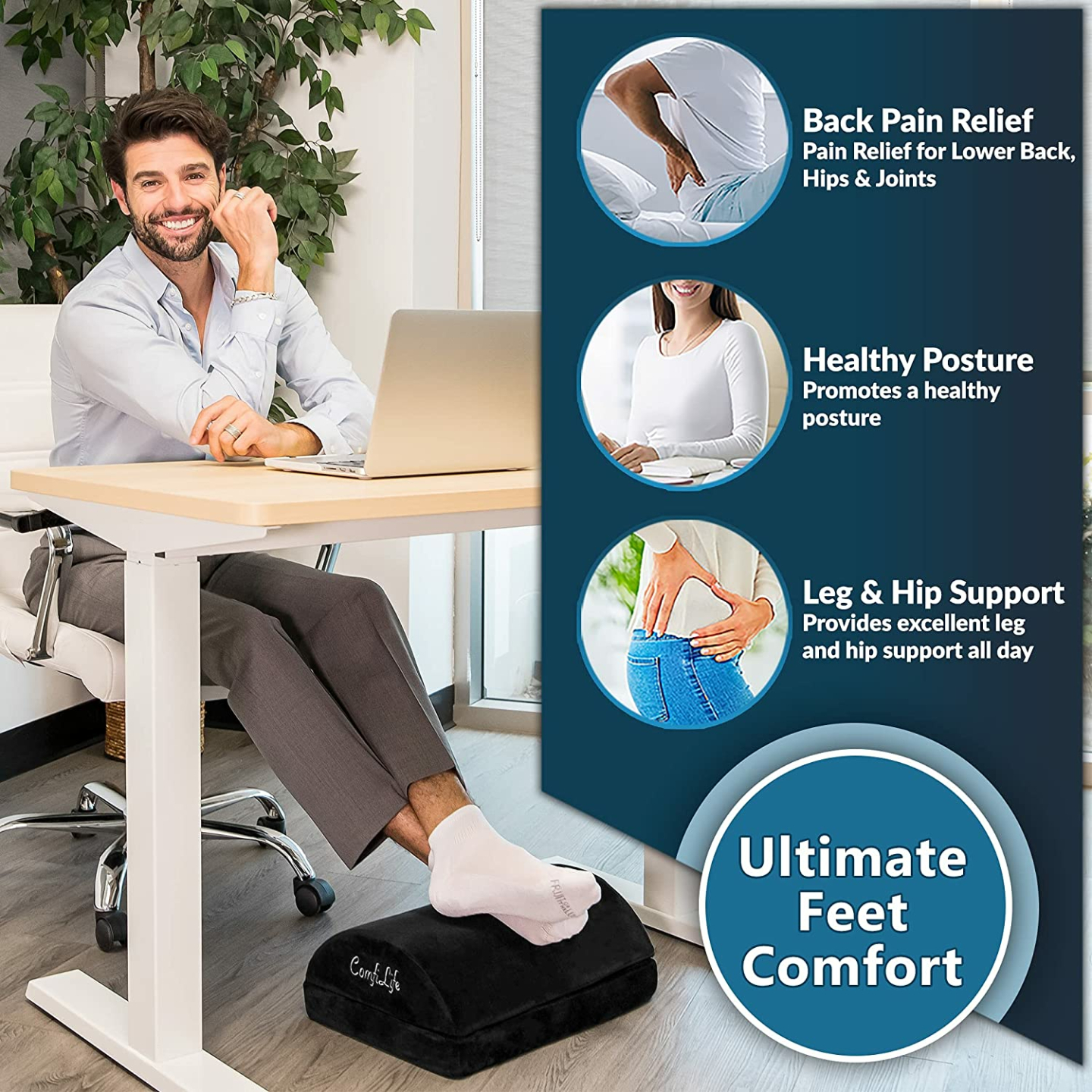 ComfiLife Memory Foam Foot Rest for Office & Gaming