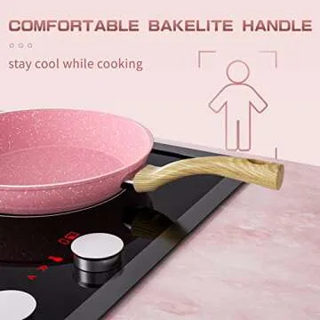 Frying Pan Nonstick Set, 8" & 9.5" & 11" Pink Egg Pan, Non Stick Fry Pan Set PFOA-Free Omelet Pan, Toxin-Free Skillets Stone Cookware, Anti-Warp Base with All Stove Tops Available,Induction Compatible