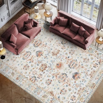 Vamcheer Washable Rug 5'x7' - Machine Washable Area Rug for Living Room Bedroom Vintage Style Low-Pi...
