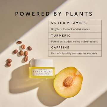 HERBIVORE Super Nova Eye Cream – 5% THD Vitamin C & Caffeine, Reduces Dark Circles & Puffiness, Br...