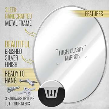 HBCY Creations Silver 16 inch Round Wall Mirror