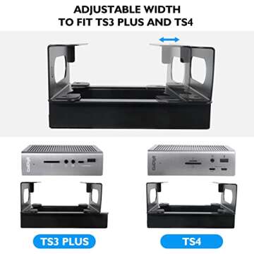 Under Desk Holder for Thunderbolt 4 Dock/Thunderbolt 3 Dock and Power Cable, Under Desk Iron Storage Rack for TS4 / TS3 Plus, No Drill, Easy Install with All Hardware Included
