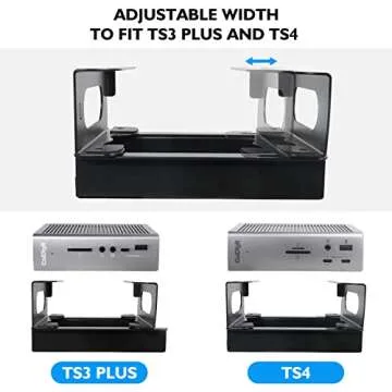 Under Desk Holder for Thunderbolt 4 Dock/Thunderbolt 3 Dock and Power Cable, Under Desk Iron Storage Rack for TS4 / TS3 Plus, No Drill, Easy Install with All Hardware Included