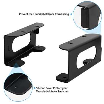 Under Desk Holder for Thunderbolt 4 Dock/Thunderbolt 3 Dock and Power Cable, Under Desk Iron Storage Rack for TS4 / TS3 Plus, No Drill, Easy Install with All Hardware Included