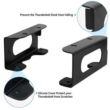 Under Desk Holder for Thunderbolt 4 Dock/Thunderbolt 3 Dock and Power Cable, Under Desk Iron Storage Rack for TS4 / TS3 Plus, No Drill, Easy Install with All Hardware Included