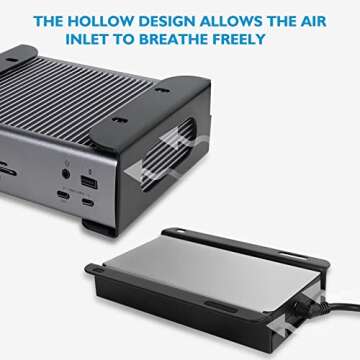 Under Desk Holder for Thunderbolt 4 Dock/Thunderbolt 3 Dock and Power Cable, Under Desk Iron Storage Rack for TS4 / TS3 Plus, No Drill, Easy Install with All Hardware Included