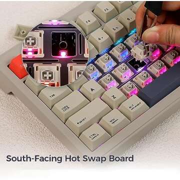 EPOMAKER CIDOO V75 VIA Wireless Aluminum Mechanical Keyboard, 75% Gasket Gaming Keyboard, Bluetooth/2.4Ghz/USB-C Creamy Keyboard, with South-Facing LED, Rotary Knob, Poron Foam for Mac Win