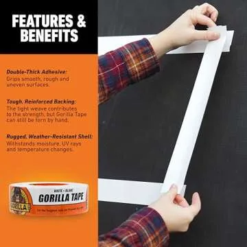 Gorilla Tape, White Duct Tape - Heavy Duty Strength