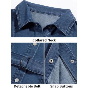 Trendy Fisoew Women's Denim Mini Dress with Pockets