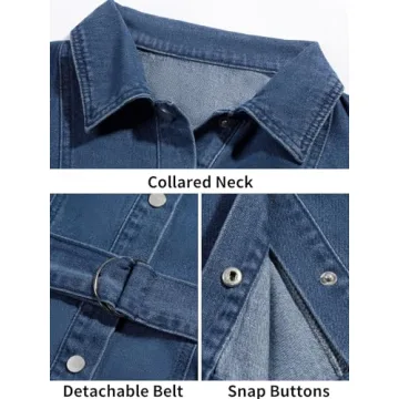 Trendy Fisoew Women's Denim Mini Dress with Pockets