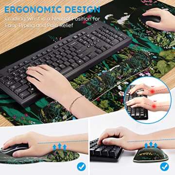 iCasso 4-in-1 Large Ergonomic Mouse Pad and Wrist Rest Set