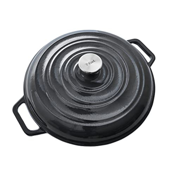 T-fal Cast Iron Enameled Casserole Dish 3.5 Quart, Induction Safe & Oven Broiler Safe Cookware in Gr...