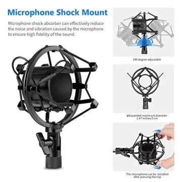 Neewer® NW-800 Professional Studio Broadcasting & Recording Microphone Set Including (1)NW-800 Professional Condenser Microphone + (1)Microphone Shock Mount + (1)Ball-type Anti-wind Foam Cap + (1)Microphone Power Cable (Black)