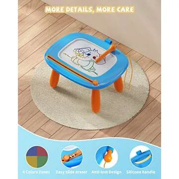 Toddlers Toys Age 1-2, Gift for 1 2 Year Old Toddler Boy Girl, Magnetic Drawing Board for Preschool Learning and Educational Toys, Doodle Board for Baby Kids, Christmas Birthday New Year Gift(Blue)