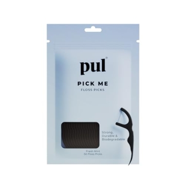 PUL Biodegradable Mint Dental Floss Picks | Eco-Friendly Charcoal Infused Twin Floss System | Strong...