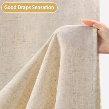 Awellife Beige Linen Shower Curtain for Chic Bathrooms