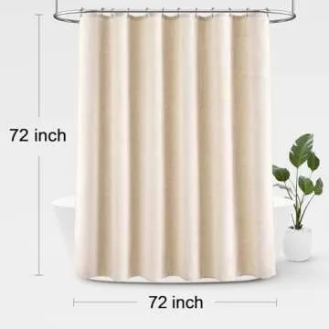 Awellife Beige Linen Shower Curtain for Chic Bathrooms