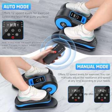 ANCHEER Under Desk Elliptical, Electric Leg Exerciser While Sitting for Seniors, Fully Assembled Motorized Ellipse Leg Exerciser Seated Elliptical Machine with 12 Adjustable Speeds