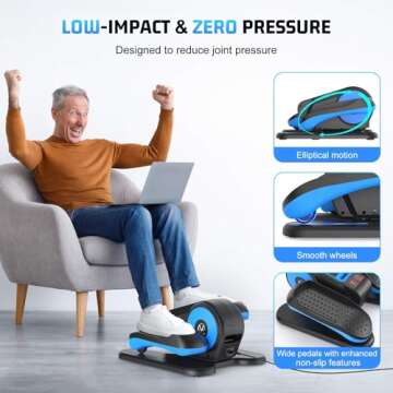 ANCHEER Under Desk Elliptical, Electric Leg Exerciser While Sitting for Seniors, Fully Assembled Motorized Ellipse Leg Exerciser Seated Elliptical Machine with 12 Adjustable Speeds