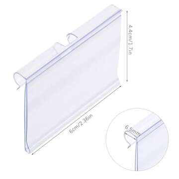 Meetory 50 PCS Clear Plastic Label Holders for Wire Shelf Retail Price Label, Basket Bin Labels Clip...