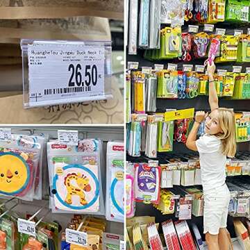 Meetory 50 PCS Clear Plastic Label Holders for Wire Shelf Retail Price Label, Basket Bin Labels Clip On, Labels for Storage Bins, Merchandise Sign Display Holder for Supermarket