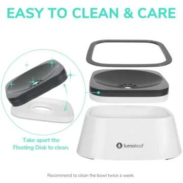 LumoLeaf No Spill Water Bowl for Dogs, Slow Feeder for Messy Drinkers, Drip-Free, Splash-Proof Design (Grey, 35oz)