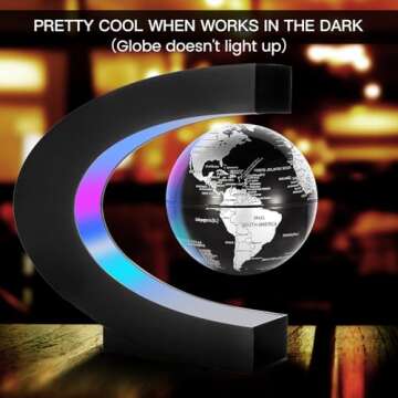 Gresus Magnetic Levitation Floating World Map Globe with C Shape Base, Floating Globe with LED Light...