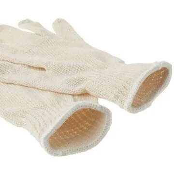 Liberty Glove & Safety K4517Q/L Cotton/Polyester Regular Weight Plain Seamless Knit Glove with Elastic String Knit Wrist, Large, Natural White (Pack of 12)