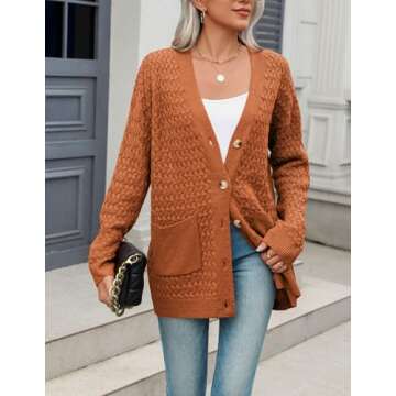 Zeagoo Womens 2025 Long Sleeve Chunky Cable Knit Fall Cardigans Sweaters Button Down Open Front Oute...