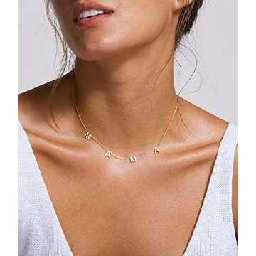 Foxgirl Mama Gold Necklace 18k Gold Plated Dainty Mom Necklace Initial Letter Pendant Mama Chain Necklaces Personality Jewelry Gift for Mother's Day Mother's Birthday