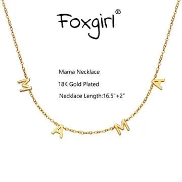 Foxgirl Mama Gold Necklace 18k Gold Plated Dainty Mom Necklace Initial Letter Pendant Mama Chain Necklaces Personality Jewelry Gift for Mother's Day Mother's Birthday
