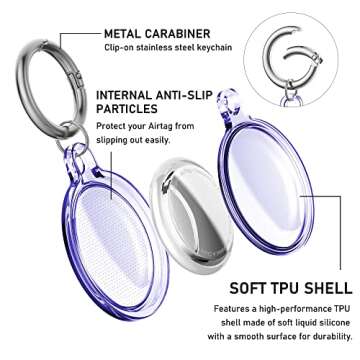 4 Pack for Airtag Holder, Compatible with Apple AirTag Holder, Waterproof Air Tag Case with Keychain, Shockproof & Dustproof Airtag Holders for Dog Collar, Luggage, Keys (4 Colors)