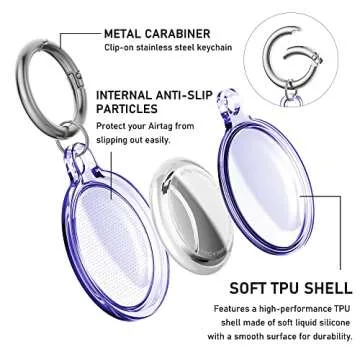 4 Pack for Airtag Holder, Compatible with Apple AirTag Holder, Waterproof Air Tag Case with Keychain, Shockproof & Dustproof Airtag Holders for Dog Collar, Luggage, Keys (4 Colors)