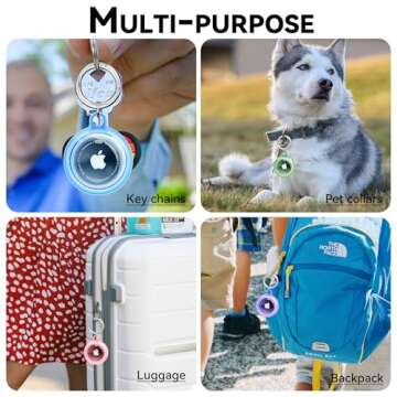 4 Pack for Airtag Holder, Compatible with Apple AirTag Holder, Waterproof Air Tag Case with Keychain, Shockproof & Dustproof Airtag Holders for Dog Collar, Luggage, Keys (4 Colors)