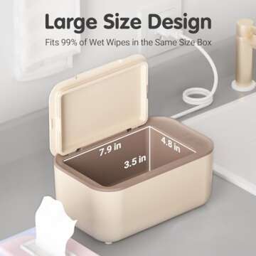 Baby Wipe Warmer, Wipe Warmer and Baby Wet Wipes Dispenser, 3 Mode Temp Control, Large Capacity, Evenly Overall Heating, Silence for Babies, Portable Diaper Wipe Warmer with Changing Light (Yellow)