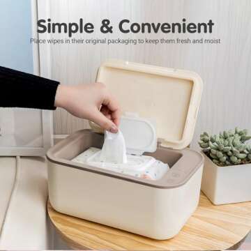 Baby Wipe Warmer, Wipe Warmer and Baby Wet Wipes Dispenser, 3 Mode Temp Control, Large Capacity, Evenly Overall Heating, Silence for Babies, Portable Diaper Wipe Warmer with Changing Light (Yellow)