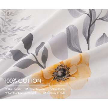 SLEEPBELLA King Size Duvet Cover Set with Button Closure - Black and Yellow Botanical Luxury Bedding for a Comfortable Sleeping