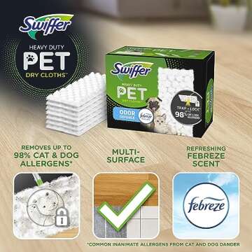 Swiffer Sweeper Pet Heavy Duty Dry Multi-Surface Cloth Refills for Floor Sweeping and Cleaning, Febr...