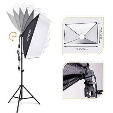 Andoer Softbox Photography Lighting Kit Professional Studio Equipment with 20"x28" Softbox, 2800-570...