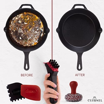 Cast Iron Cleaner Kit Brush Chainmail Scrapers Ultimate Care