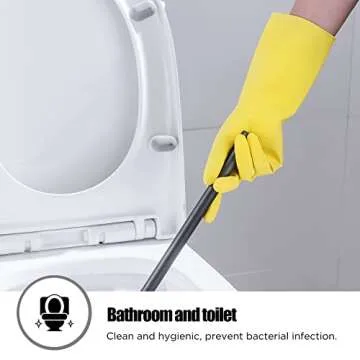 IUCGE Rubber cleaning gloves yellow 3 Pairs for Household,Reuseable dishwashing gloves for Kitchen.(3,Large)