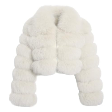 loveimgs Women Fluffy Faux Fur Coat Cropped Jacket Zip Up Winter Warm Fuzzy Teddy Jacket