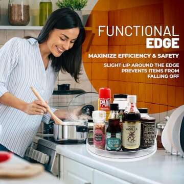 Lazy Susan Turnable Organizer for Cabinet – 11.5 Inches Clear – Heavy Duty Plastic – Multifunctional and Practical Design – Ideal for Kitchen, Under Sink, Bathroom (1 Pack)