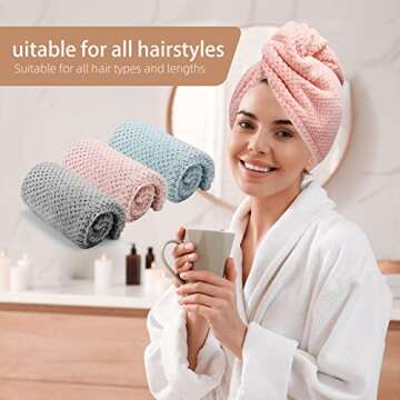 CZZXI 3 PCS Microfiber Hair Towels - Fast & Stylish Drying