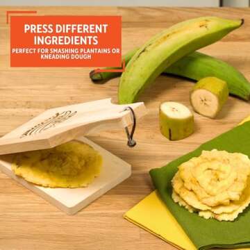 IMUSA USA J-100-5-5045 Traditional Jumbo Wood "Tostonera" Plantain Masher,Tan