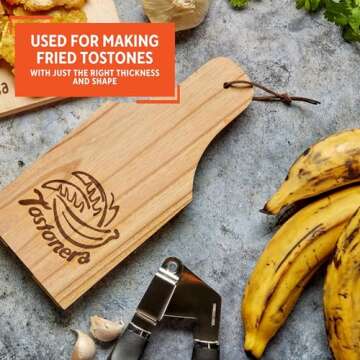 IMUSA USA J-100-5-5045 Traditional Jumbo Wood "Tostonera" Plantain Masher,Tan