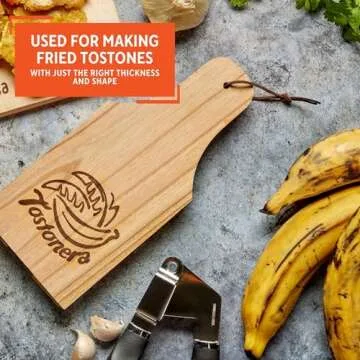 IMUSA USA J-100-5-5045 Traditional Jumbo Wood "Tostonera" Plantain Masher,Tan